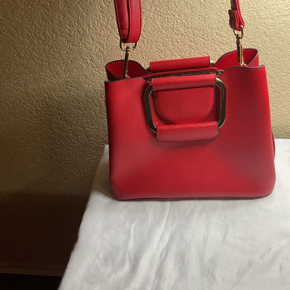 Red leather Handbag soft leather